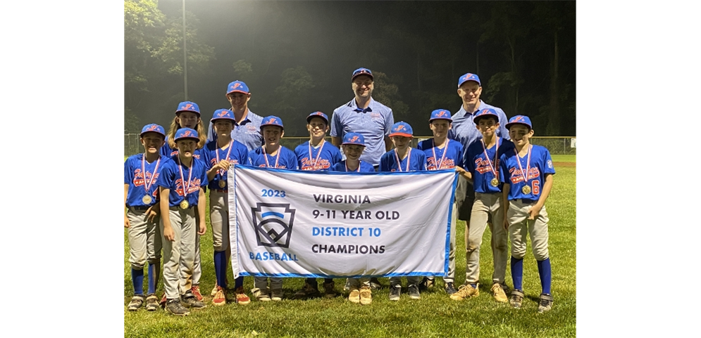 Congratulations Fairfax American Division, 2023 District 10 9.10,11 Year Old Baseball Champions