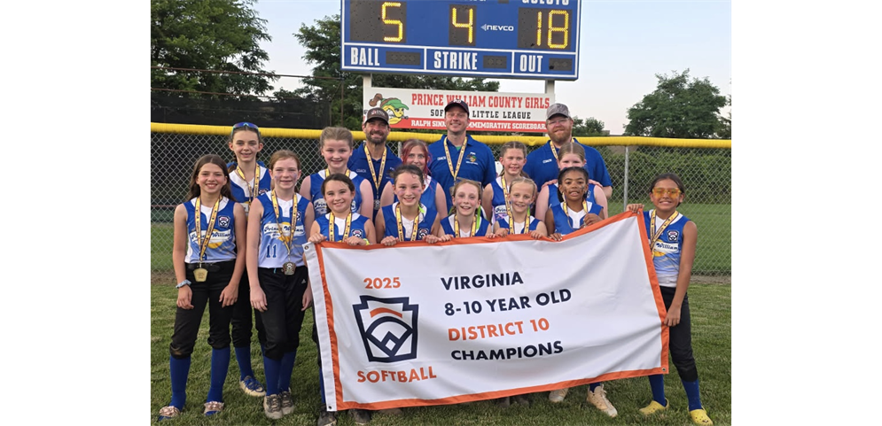 2025 8,9,10 Year Old Softball District Champions, PWC